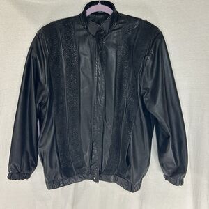 Vintage Comint Black Leather Jacket  w/shoulder pads Women's Large Argentina